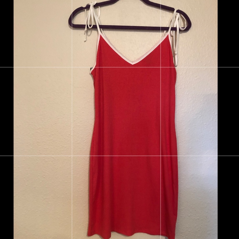 Coral colored bodycon dress